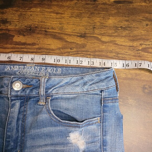 American Eagle Jeans 8 R Hi Rise Jegging Crop Medium Light Wash Stretch Denim - Picture 6 of 10